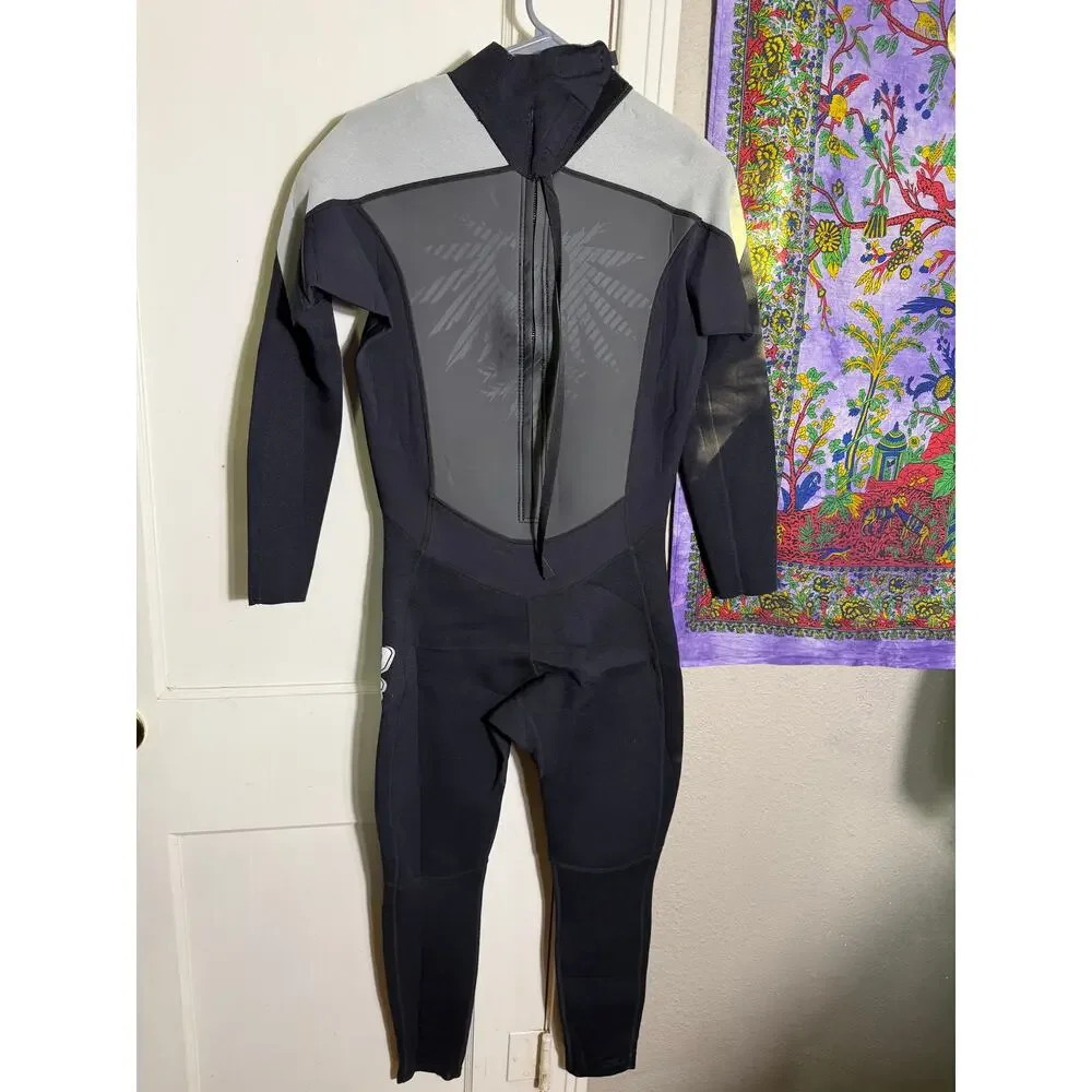 O'Rageous Men's Medium Full Wetsuit Black Gray Long Sleeve Back Zip Surf Dive
